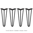 Schwarze 35,5 cm Hairpin Tischbeine mit 3 Streben aus robustem Metall, elegant geformt für moderne Möbelgestaltungen