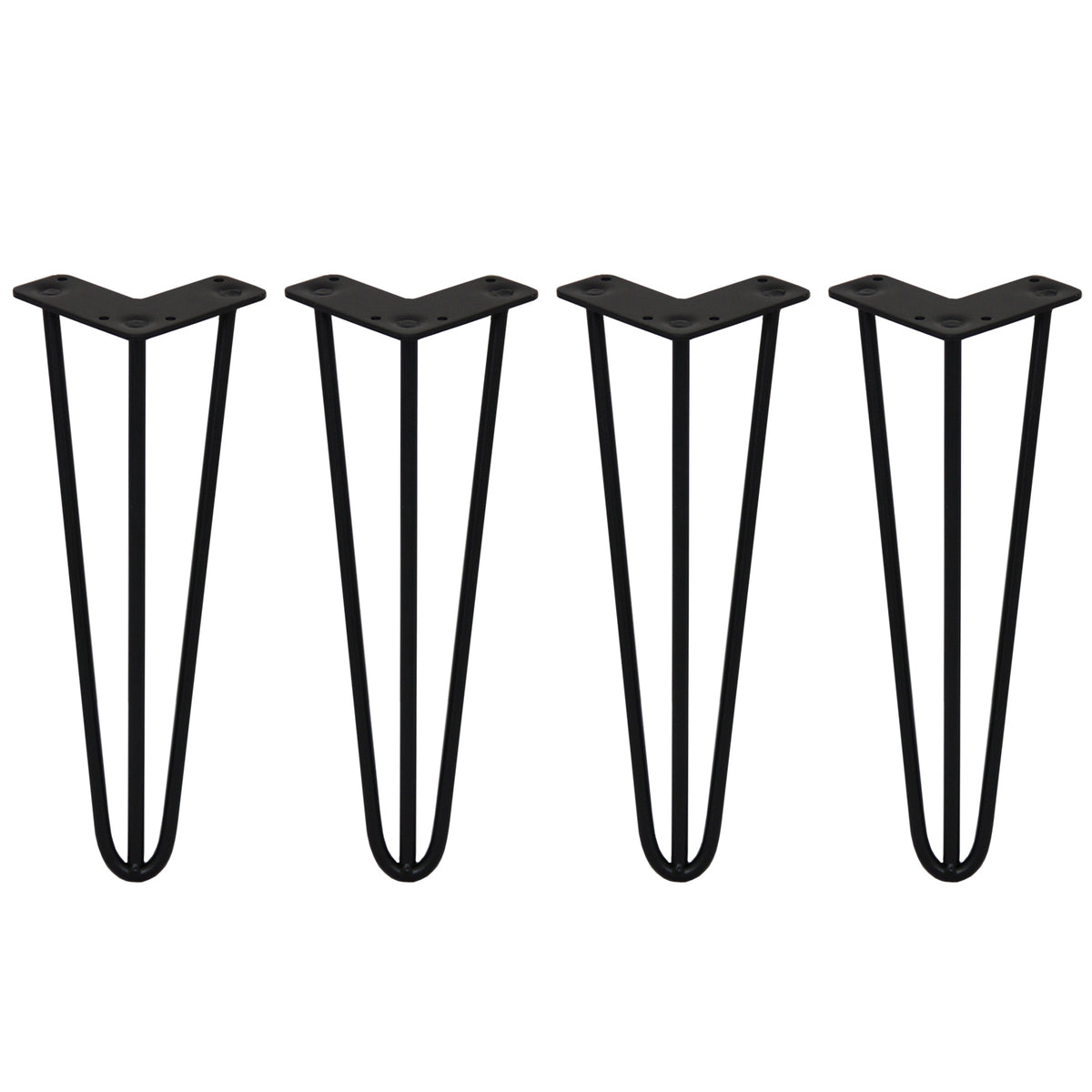 Schwarze 35,5 cm lange Hairpin Tischbeine mit 3 Streben, aus robustem Metall, ideal für moderne Möbelgestaltungen und DIY-Projekte