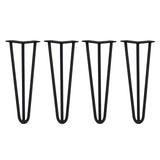 Schwarze Hairpin Tischbeine mit 3 Streben, 35,5 cm hoch und 12 mm dick, ideal für moderne Möbelprojekte und stabilen Halt
