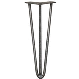 Schlichte, robuste Tischbeine aus Rohstahl mit drei Streben, 35,5 cm hoch, in elegantem, industriellem Design und mattem Finish