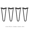 Schwarze Hairpin Tischbeine aus Metall, 30,5 cm hoch, mit zwei Streben und 12 mm Durchmesser, ideal für moderne Möbelgestaltungen