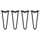 Schwarze Hairpin Tischbeine aus Metall mit zwei Streben, 30,5 cm hoch und 12 mm dick, ideal für moderne Möbelgestaltungen