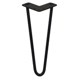 Schwarze Hairpin Tischbeine mit zwei Streben, 30,5 cm hoch, aus robustem Metall, V-förmiges Design, ideal für moderne Möbelprojekte
