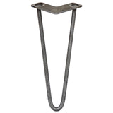 Schlichte, robuste Hairpin Tischbeine aus Metall in Silber, 30,5 cm hoch, mit zwei Streben für stabilen Halt und modernes Design