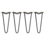 Vier 30,5 cm hohe Hairpin Tischbeine aus robustem Metall mit zwei Streben, elegant geschwungen und ideal für moderne Möbelgestaltungen