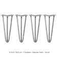 Vier 30,5 cm lange Hairpin Tischbeine aus Rohstahl mit drei Streben, robust und modern, ideal für individuelle Möbelprojekte