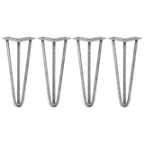 Vier robuste Hairpin Tischbeine aus Rohstahl, 30,5 cm hoch, mit drei Streben und 12 mm Durchmesser, ideal für moderne Möbelgestaltung
