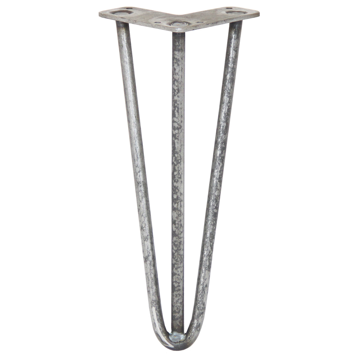 Rohstahl Tischbein mit drei Streben, 30,5 cm hoch, 12 mm dick, in silberner Farbe, ideal für industrielle Möbelgestaltungen