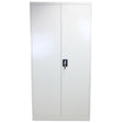 Abschließbarer Aktenschrank in elegantem Weiß, 180 cm hoch, mit glatten Oberflächen und einem zentralen Schloss für Sicherheit und Ordnung