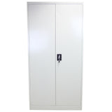 Abschließbarer Aktenschrank in elegantem Weiß, 180 cm hoch, mit glatten Oberflächen und einem zentralen Schloss für Sicherheit und Ordnung