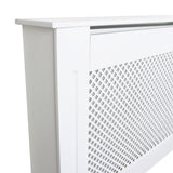 Weiße Heizkörperverkleidung aus MDF mit modernem Gitterdesign, 1400mm x 1920mm, glatte Oberfläche und elegante Kanten für stilvolle Raumgestaltung
