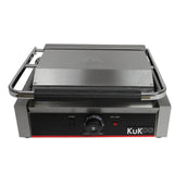 KuKoo Edelstahl Panini Grill mit glatter und gerillter Oberfläche, robustes Gehäuse, Temperaturregelung und praktischem Griff für einfaches Handling