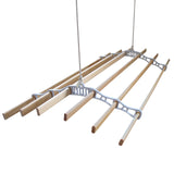 Deckentrockner aus Holz in Weiß, 2 Meter lang, mit glatten, hellen Holzlatten und stabilen Halterungen für effizientes Trocknen von Wäsche
