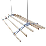 Deckentrockner aus Holz in Weiß, 2 Meter lang, mit glatten Holzstangen und stabiler Aufhängung, ideal zum Wäschetrocknen in Innenräumen