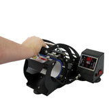 Sublimationsbecherpresse in Schwarz mit digitalem Display, Handgriff und stabiler Bauweise, ideal für kreative Druckprojekte auf Tassen