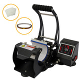 Sublimationsbecherpresse in Schwarz mit digitalem Display, robustem Griff und Heizplatte, ideal für personalisierte Becher und Tassen