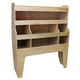Hochwertiges Regal aus hellem Holz mit mehreren Fächern und Ablagen, ideal für VW Transporter, funktional und stilvoll, perfekt für die Fahrzeugverkleidung