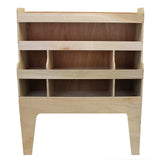 Holzregal mit fünf offenen Fächern, helles Holz, glatte Oberfläche, ideal für die Organisation von VW T5 T6 T28 T30 Fahrzeugen, funktional und stilvoll
