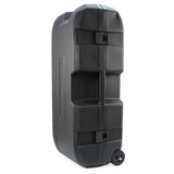 Schwarze, robuste Transportbox mit Rollen, rechteckiger Form und stabilen Verschlüssen, ideal für die sichere Aufbewahrung von Werkzeugen und Ausrüstung