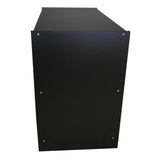 Schwarze A1200 Verkaufstheke mit glatter, mattschwarzer Oberfläche und stabiler Konstruktion, ideal für den Einzelhandel oder Messen