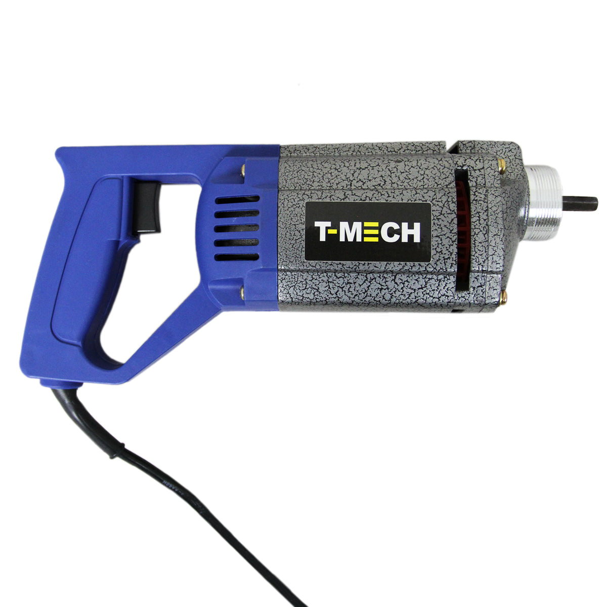 T-Mech Betonrüttler in Blau und Grau, mit ergonomischem Griff, robustem Gehäuse und präziser Vibrationssteuerung für effektives Verdichten von Beton