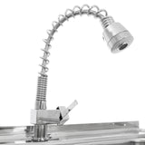 Hochwertige Edelstahl-Gastrospüle mit linksseitiger Abtropffläche, flexibler, verchromter Sprüharm mit modernem Design und glänzender Oberfläche