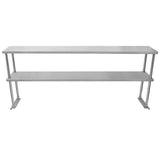 Hochwertiges Edelstahlregal in silberner Farbe, 180 cm lang, mit zwei stabilen Ablagen und modernem, schlichtem Design für Gastronomie und Küche