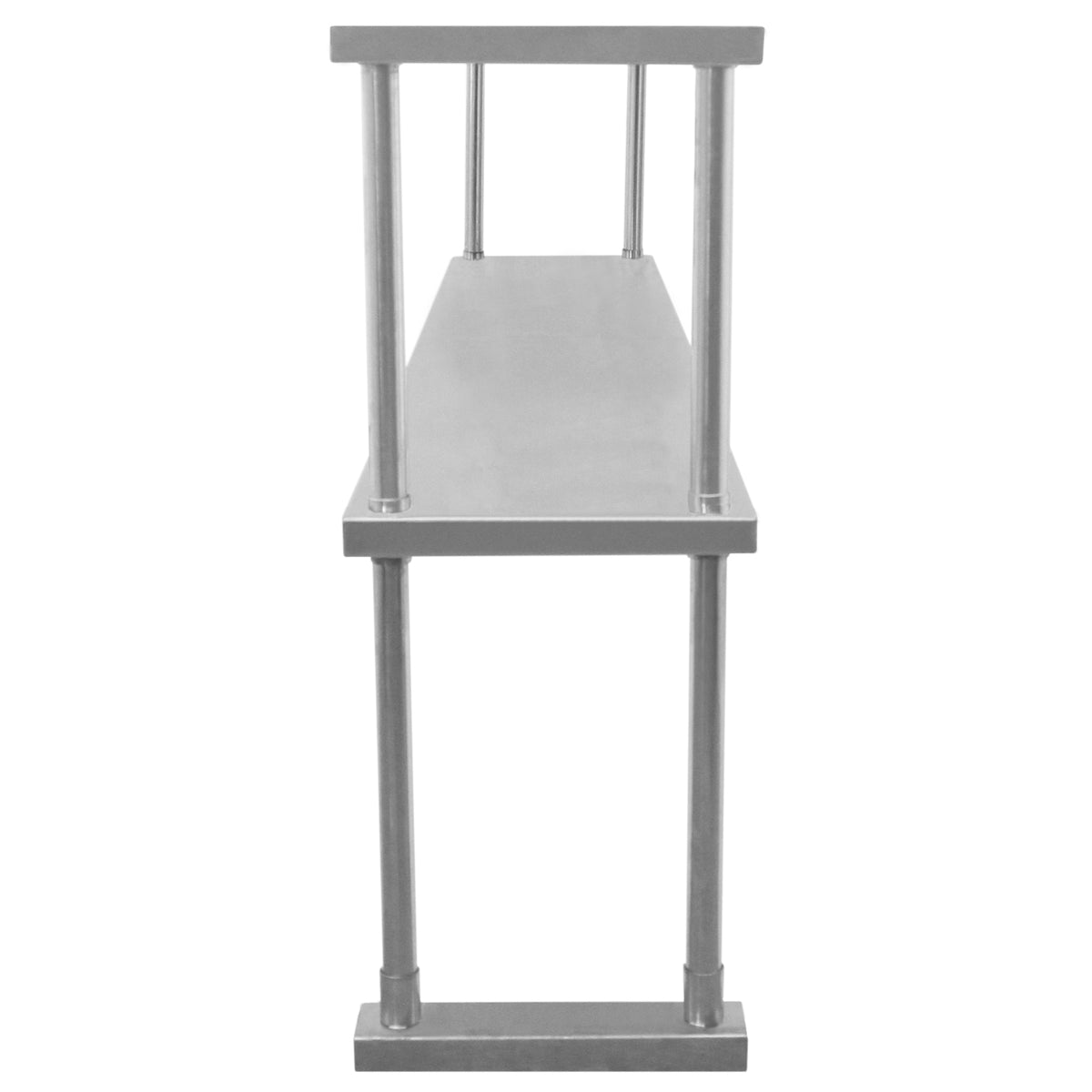 Hochwertiges Edelstahlregal in silberner Farbe, 180 cm lang, mit stabilen, runden Beinen und glatter, robuster Oberfläche für Gastronomie und Lagerung