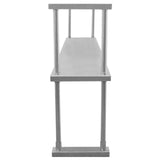 Hochwertiges Edelstahlregal in silberner Farbe, 180 cm lang, mit stabilen, runden Beinen und glatter, robuster Oberfläche für Gastronomie und Lagerung