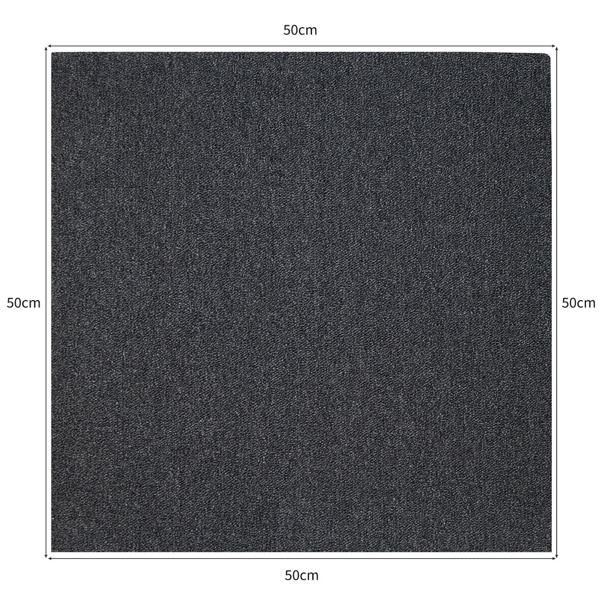 Kohle-schwarze Teppichfliese in quadratischer Form, 50 x 50 cm, mit feiner Textur und strapazierfähigem Material, ideal für moderne Räume