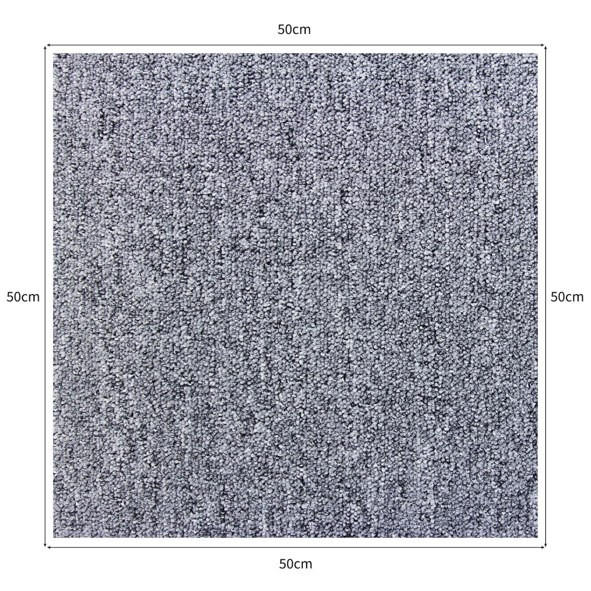 Sandfarbene Teppichfliese in quadratischer Form, 50 x 50 cm, mit weicher, strukturierter Oberfläche, ideal für Wohn- und Büroräume
