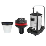 Maxblast 80 Liter Industriesauger in Schwarz und Silber, mit einem robusten Metallbehälter, einem leistungsstarken 3000W Motor und einem flexiblen Saugschlauch