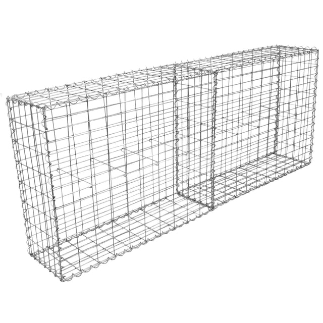 Zwei Gabionenkörbe aus verzinktem Stahl, rechteckig, mit einem stabilen Drahtgitter, ideal für Garten- oder Landschaftsbau, Maße 100 x 95 x 30 cm