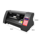 Schwarzer PixMax Mini Schneideplotter mit rotem Bedienfeld, 525 mm Schneidebreite, kompakte Bauweise, ideal für präzise Schneidarbeiten