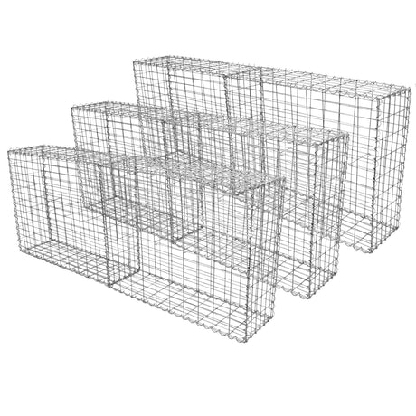 Sechs Gabionenkörbe aus robustem, verzinktem Draht, rechteckig, in den Maßen 100 x 80 x 30 cm, ideal für Garten- und Landschaftsbau