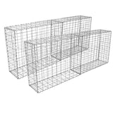 Vier Gabionenkörbe aus verzinktem Stahl, rechteckig, mit offener Gitterstruktur, ideal für Garten- und Landschaftsbau, Maße 100 x 95 x 30 cm