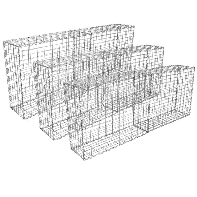 Sechs robuste Gabionenkörbe aus verzinktem Draht, rechteckig, in den Maßen 100 x 95 x 30 cm, ideal für Garten- und Landschaftsbau