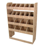Holzregal mit mehreren Fächern in hellem Holzton, ideal für die Fahrzeugeinrichtung im Opel Vivaro SWB L1, robust und funktional