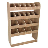 Holzregal mit mehreren Fächern in hellem Holzton, ideal für die Organisation von Werkzeugen oder Materialien im Opel Vivaro SWB L1