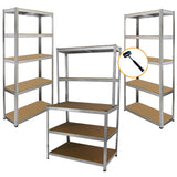 Stabiles Galwix Lagerregal aus Stahl, 150cm x 75cm x 30cm, mit vier robusten Regalböden in Holzoptik, ideal für Garage und Industrie