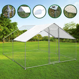 Hühnerfreilauf aus verzinktem Stahl, 3m x 4m x 1,8m, mit weißem Dach und stabilen Netzwänden, ideal für sicheren Auslauf im Freien