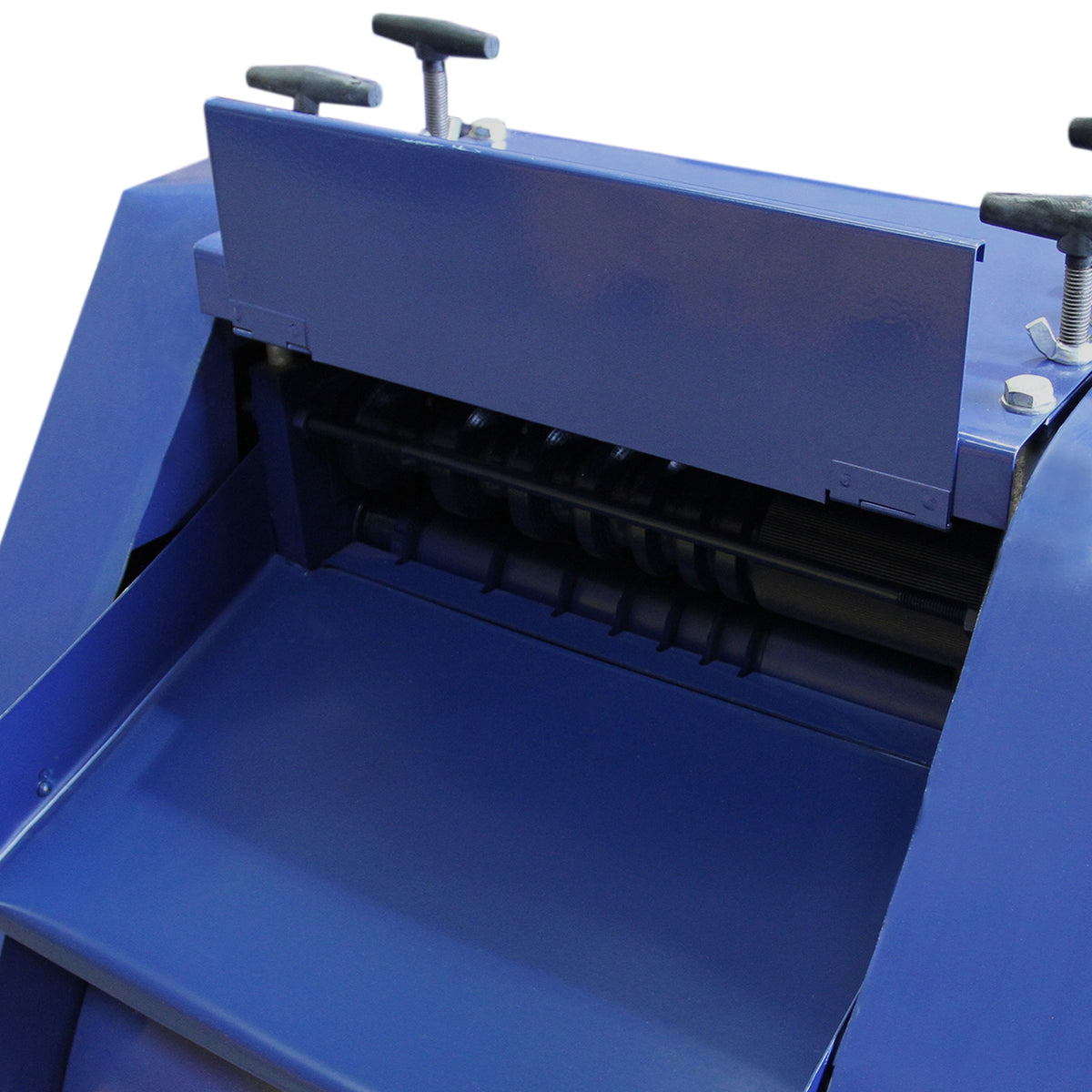 Automatische Abisolierzange in leuchtendem Blau mit robustem Gehäuse, breitem Einfüllschacht und verstellbaren Griffen für präzises Arbeiten