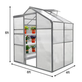 Gewächshaus in Silber mit transparenten Wänden, 1,8m x 1,2m, ausgestattet mit Regalen für Pflanzen und Blumen, ideal für Gartenliebhaber