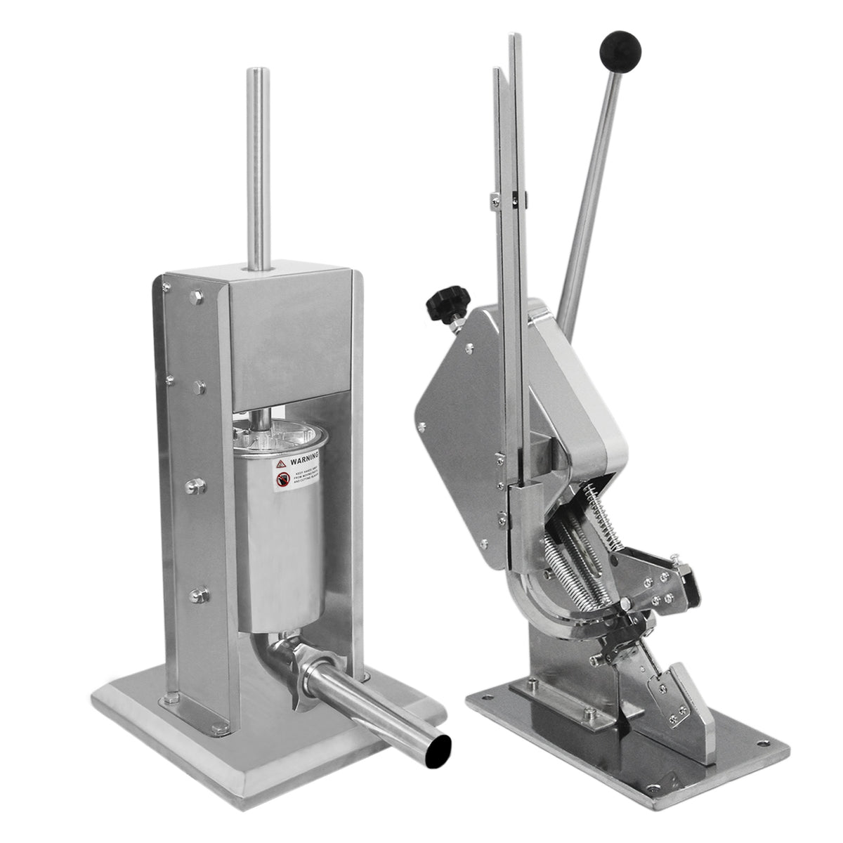 Kukoo Wurstfüller und Wurstclipper Set aus glänzendem Edelstahl, robust, mit ergonomischem Hebel und präziser Füllmechanik für einfache Handhabung