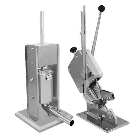 Kukoo Wurstfüller und Wurstclipper Set aus glänzendem Edelstahl, robust, mit ergonomischem Hebel und präziser Füllmechanik für einfache Handhabung