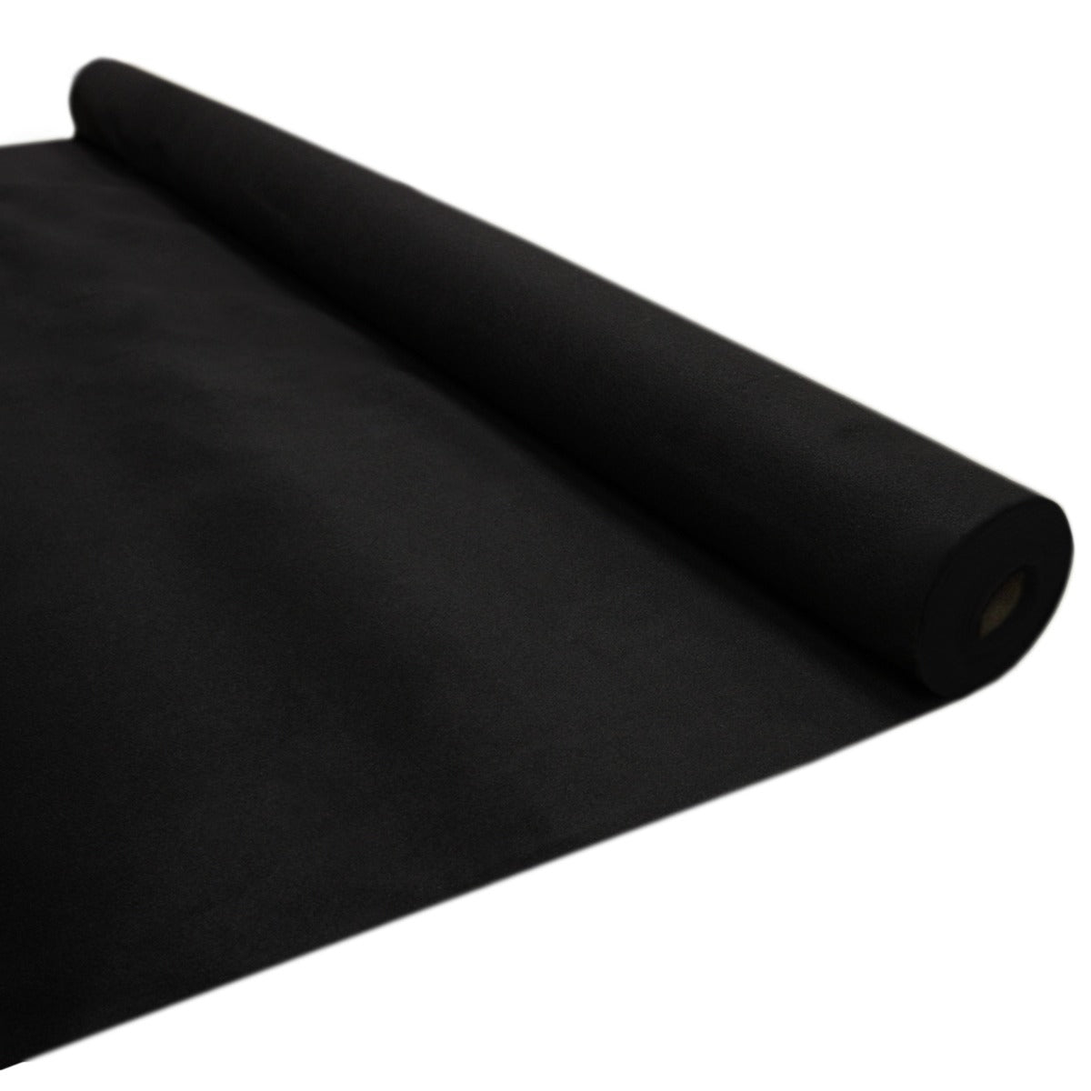 Schwarzer Teppich mit samtiger Oberfläche, aufgerollt und bereit zur Verwendung, ideal für Fahrzeugregale und als Verkleidung