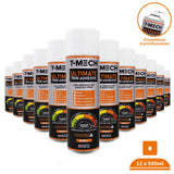 12 Dosen á 500ml T-MECH Ultimativer Sprühkleber in orange-schwarzem Design, ideal für starke Haftung und vielseitige Anwendungen, mit einstellbarer Düse