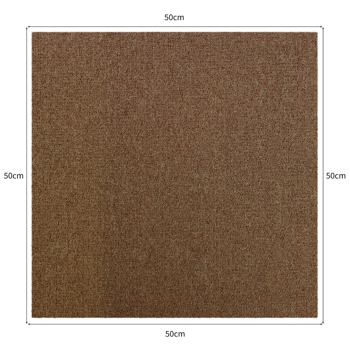 Sandfarbene Teppichfliese in quadratischer Form, 50 x 50 cm, mit weicher, strukturierter Oberfläche, ideal für eine Fläche von 10 m²
