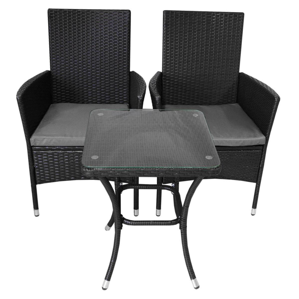 Jardí Rattan Bistro Set Schwarz