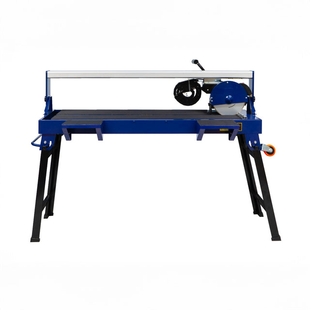 Robuster Fliesenschneider mit blauem Tisch, 920 mm Schnittlänge, 1200W Motor, stabile schwarze Beine, ideal für präzise Fliesenarbeiten